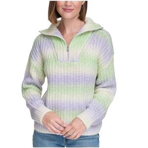 Calvin Klein Jeans Pastel Striped Half-Zip Sweater